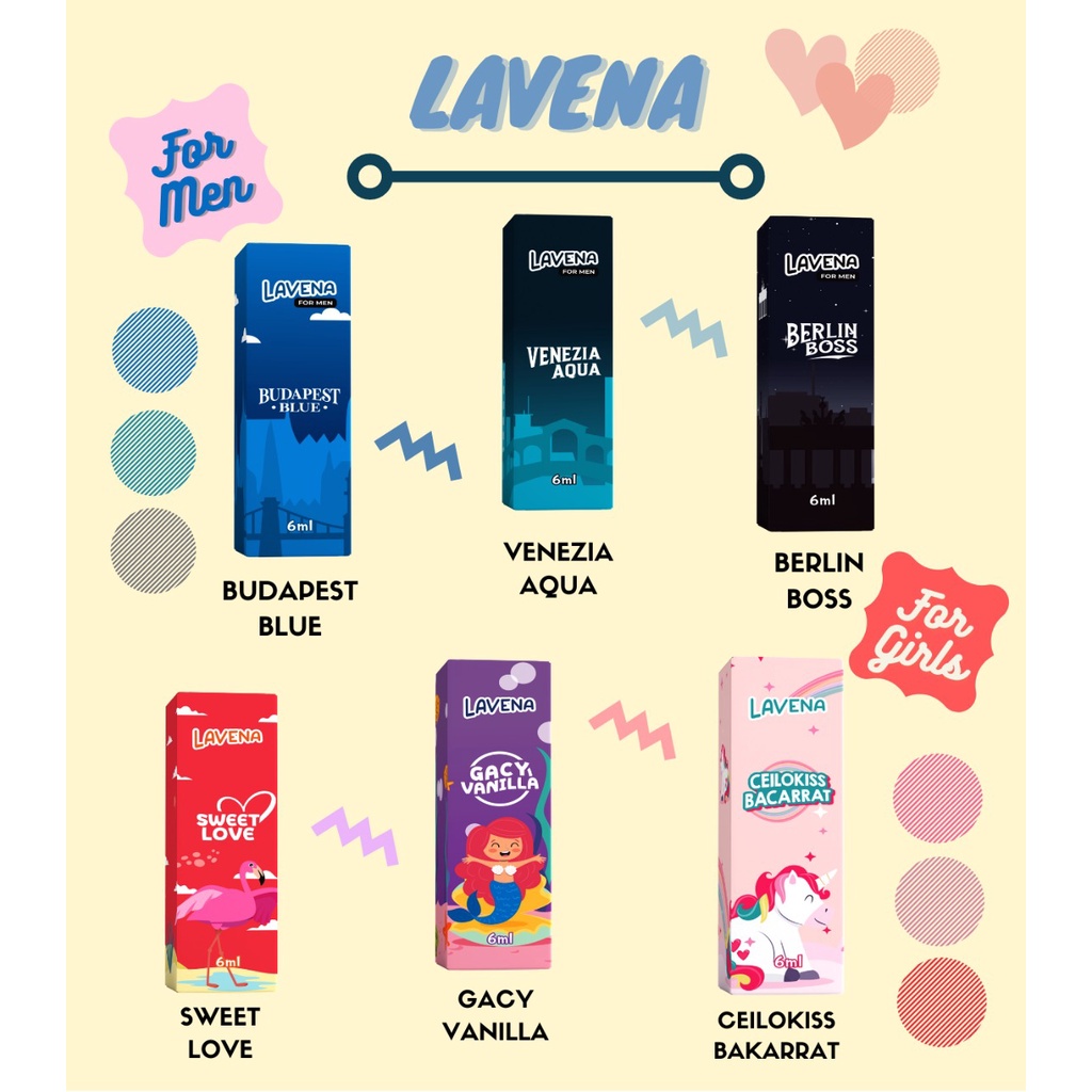 new Arrival Parfume Lavena Travel Size roll On 6ml - Parfume Eau de Collagen Lavena 6ml BPOM