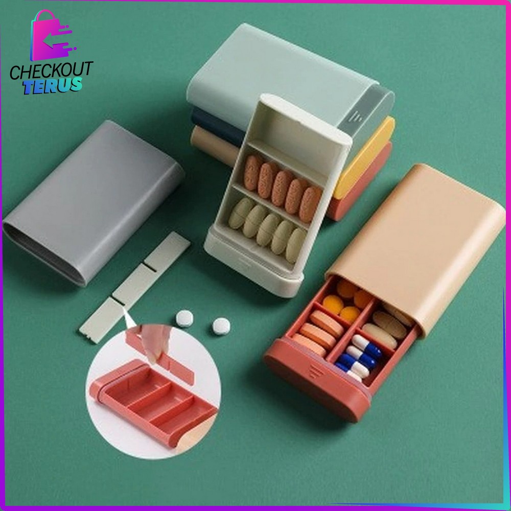 CT C109 Kotak Tempat Penyimpanan Obat Pil 6 Sekat Untuk Travel Medicine Storage Box Portable Kotak Serbaguna