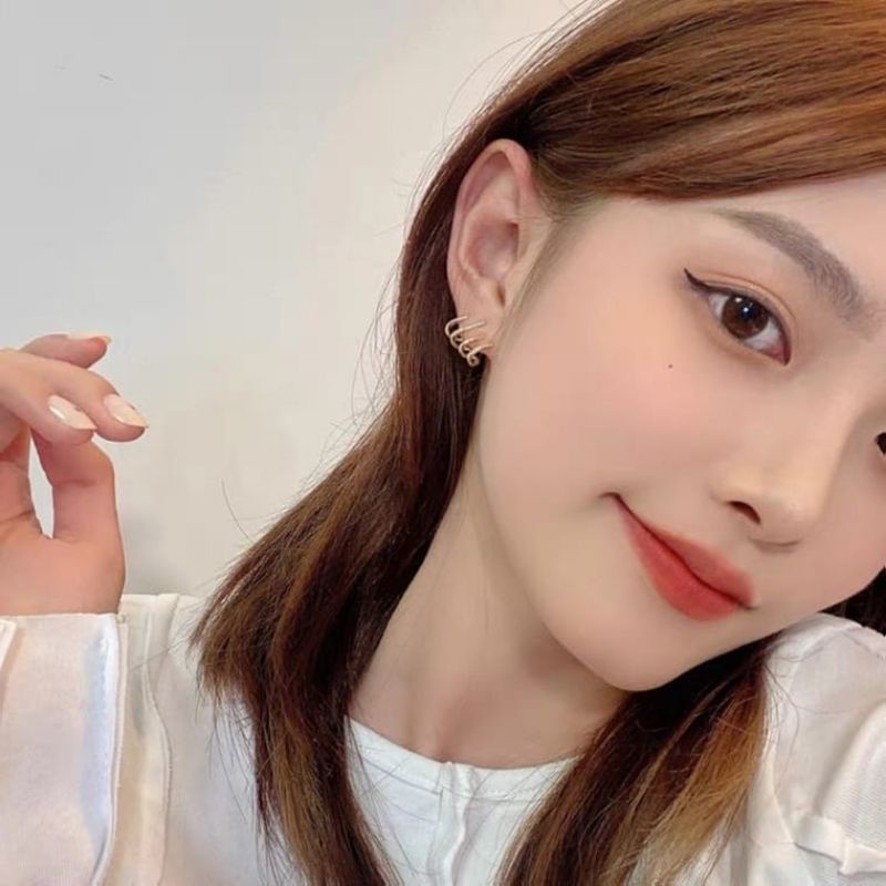 FerenHongXia Anting Tusuk bentuk Geometri Bahan Metal Hias Berlian Imitasi untuk wanita Gaya Korea