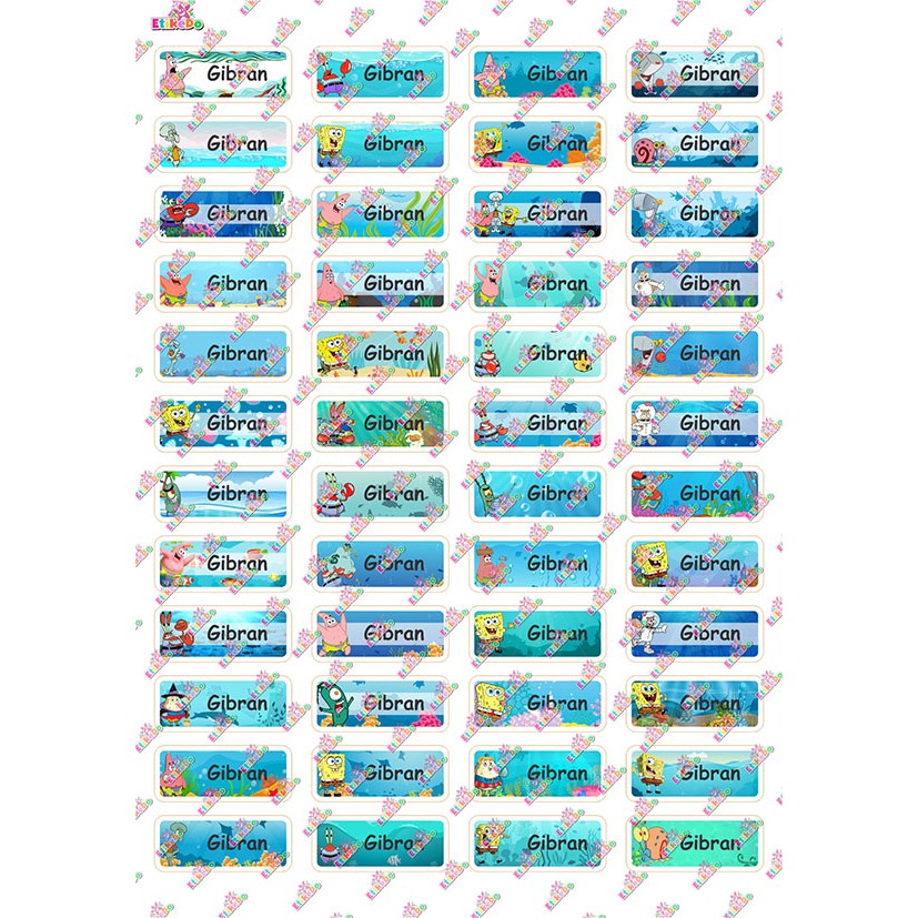 

LABEL NAMASPONGEBOB 192 STIKER - ANTI AIR/ROBEK/LUNTUR -2 Nama SB1XS2