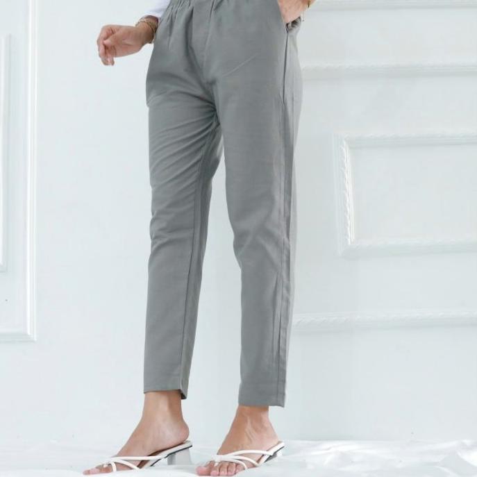 Celana panjang wanita baggy pants ootd bahan linen