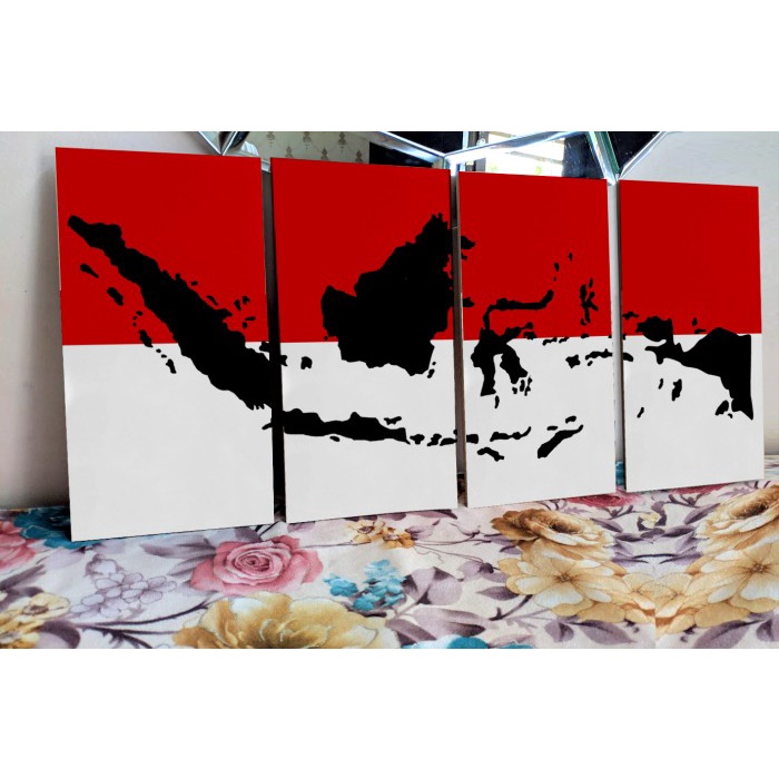Hiasan Dinding set dekorasi Poster kayu MDF peta indonesia
