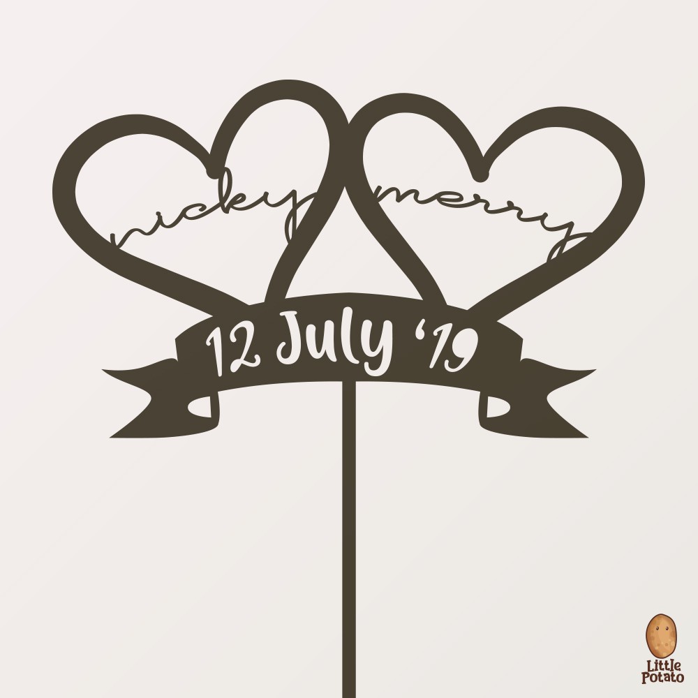 Custom Cake Topper (Tusukan Kue) - Wedding/Bridal Shower [Couple Name]