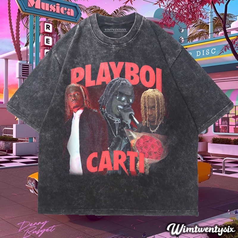 KAOS PLAYBOI CARTI WASHING VINTAGE RAP TEE (OVERSIZE WASHED T-SHIRT)