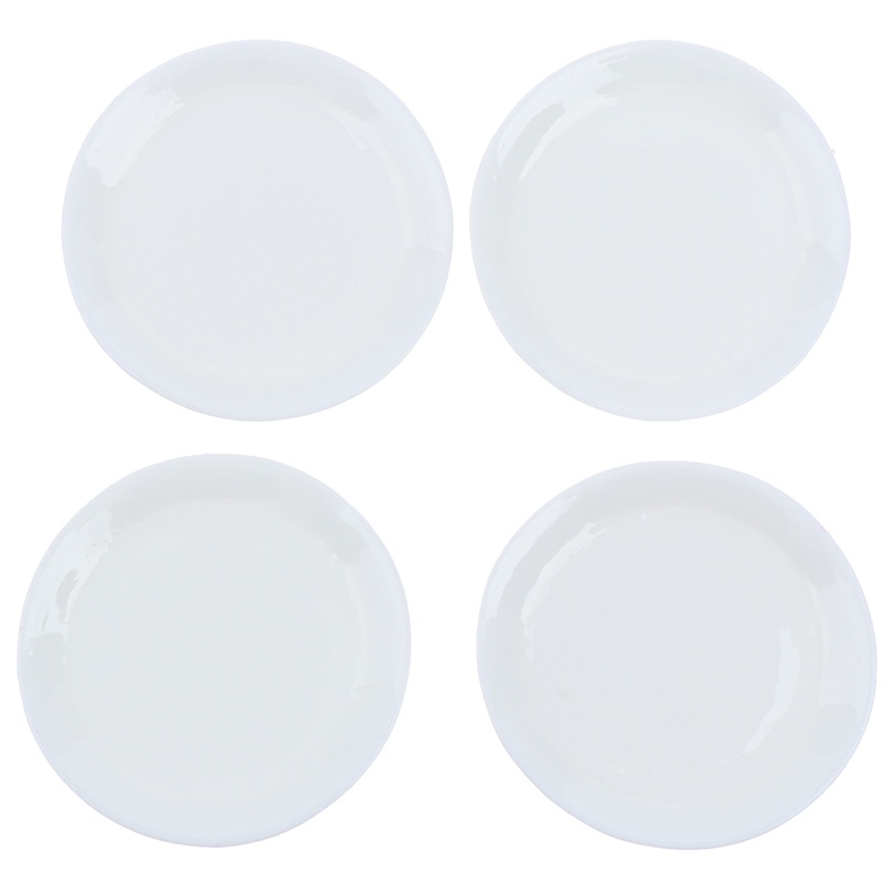 4pcs Miniatur Piring Bulat Warna Putih Skala 1: 12 Untuk Aksesoris Dapur Rumah Boneka