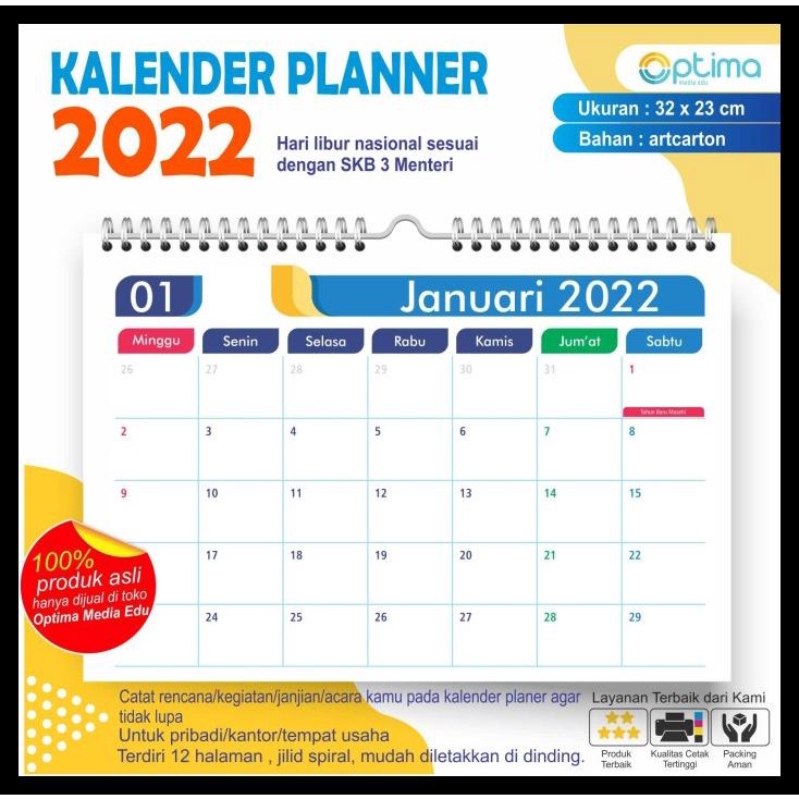 

TERLARIS KALENDER PLANNER 2021 DINDING 12 HLMN TERLARIS