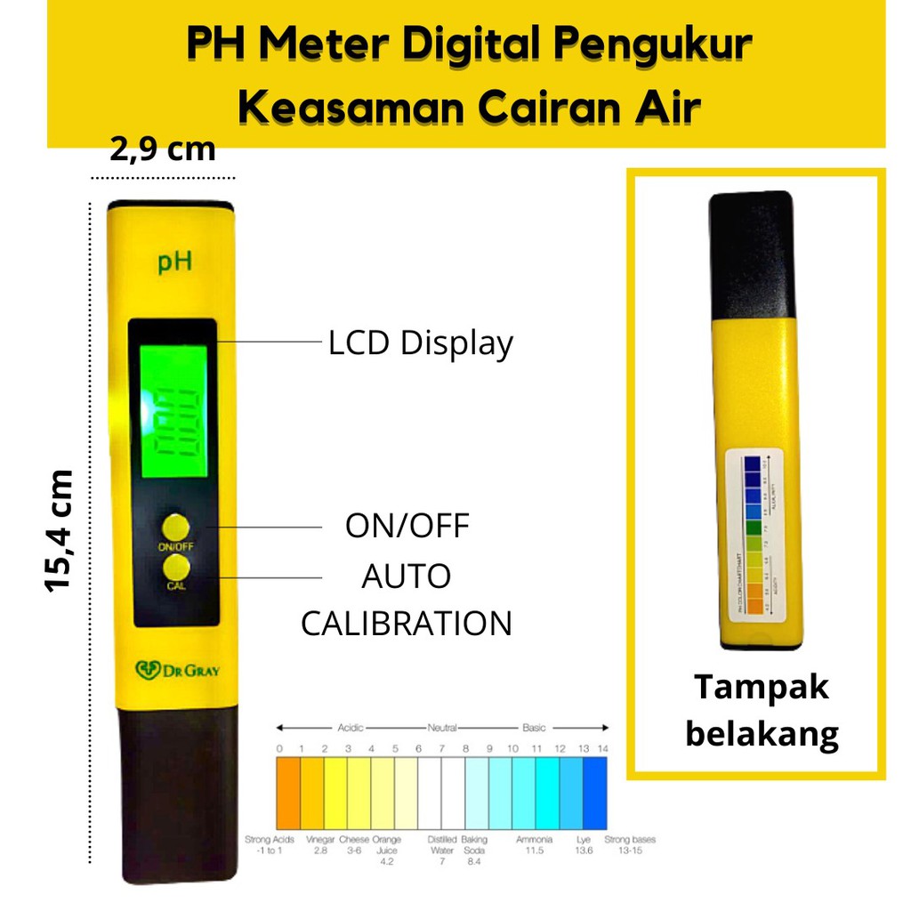 Digital PH Meter merk DR GRAY Alat ukur kadar asam basa atau normal air bisa untuk akuarium