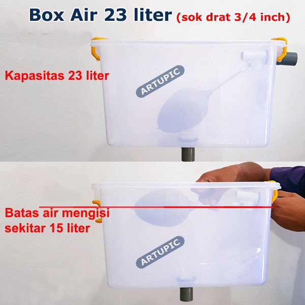 Box Air 23 liter regulator penampung penurun tekanan air nipple