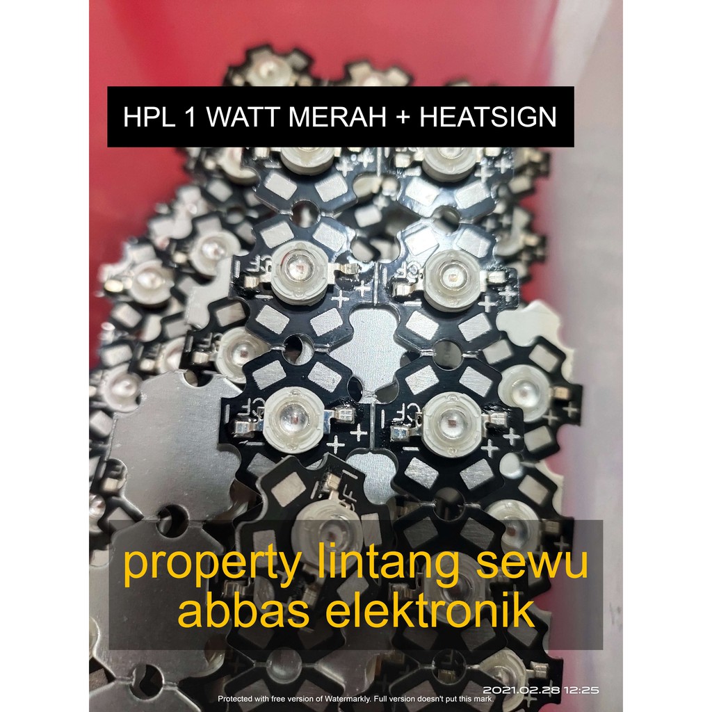 led hpl 1 watt warna MERAH RED plus heatsing pendingin