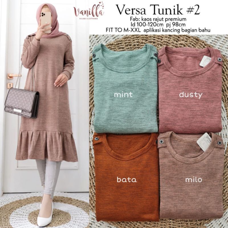 Rubina Tunik / Versa Tunik - LD 100 Melar / Tunik Kaos Rajut Premium / R.4 -  256-6037