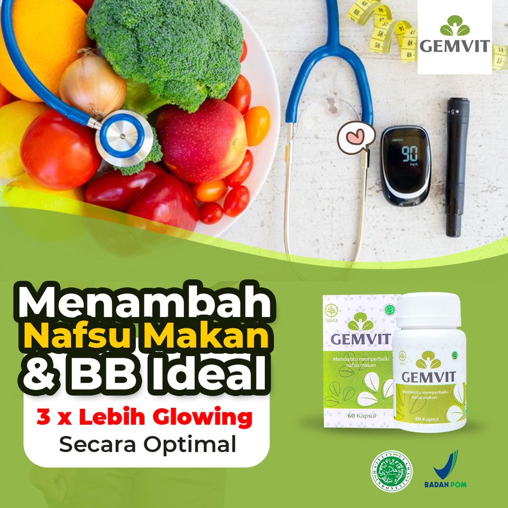 Gemvit suplemen Penggemuk penambah berat badan nafsu makan anak dewasa collagen pencerah wajah bpom 