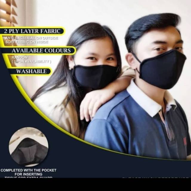 Masker Obral Non Medis Hitam Bahan  kaos  CVC 60 Cotton 40 