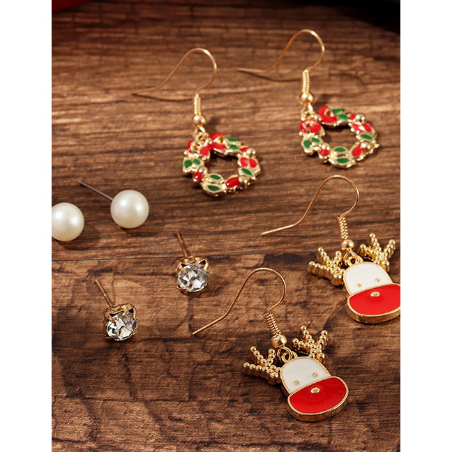 LRC Anting Gantung Fashion Color Christmas Cartoon Earrings D27991