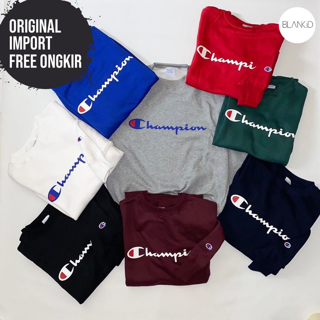 CREWNECK CHAMPION SCRIPT ORIGINAL - CREWNECK CHAMPION PREMIUM - SWEATER CHAMPION - BLANK.ID