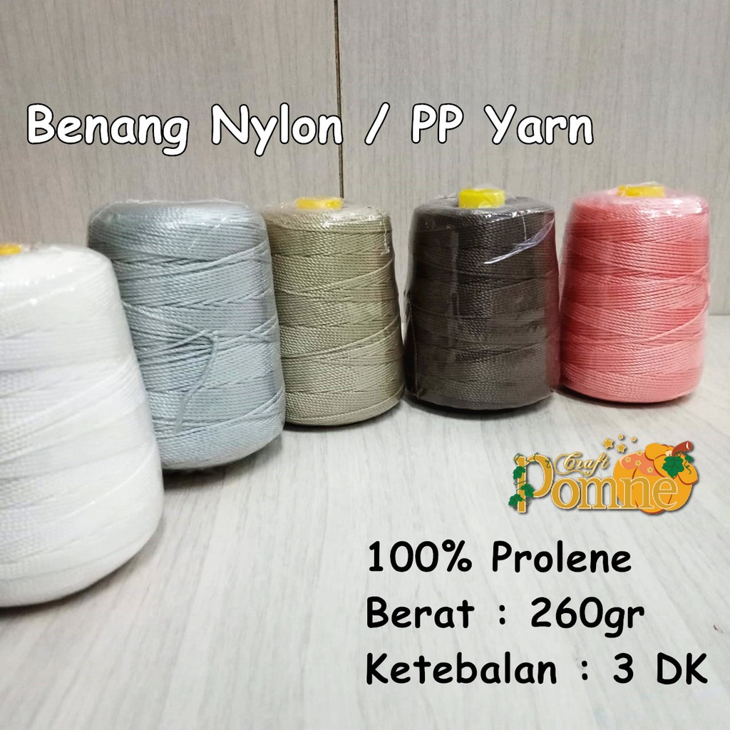 Benang Rajut Nylon / PP Yarn 260gr - White Grey