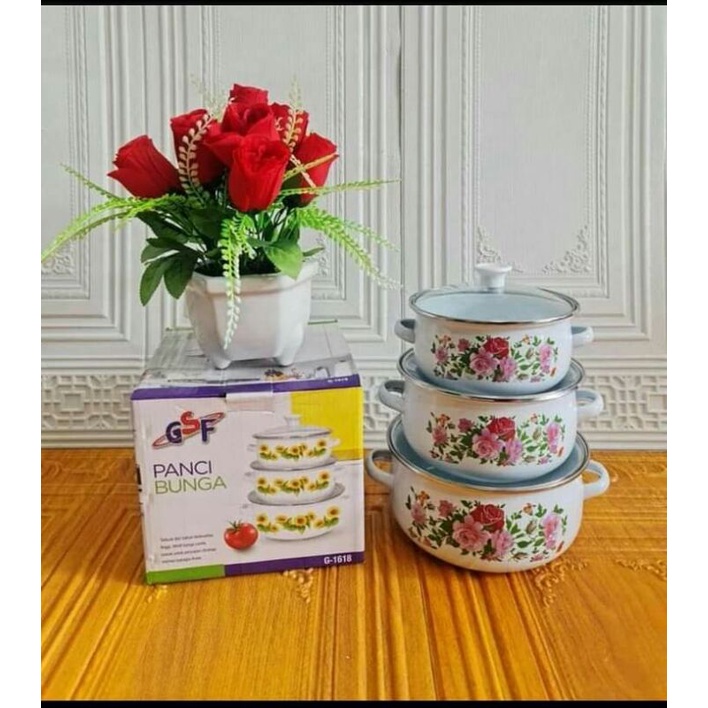 PANCI SET MOTIV BUNGA ISI 3PCS GSF TUTUP KACA