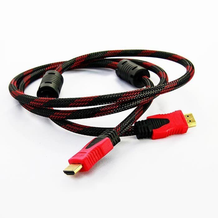 Kabel HDMi to HDMI 1.5 Meter Nylon High Speed HDTV Cable 1.5M Merah