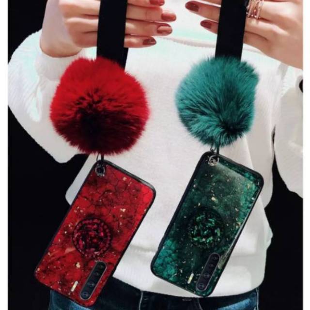 Case glass glitter oppo a92,a52,a91,reno 3,a31 softcase marmer bling foil emas tali dan dudukan