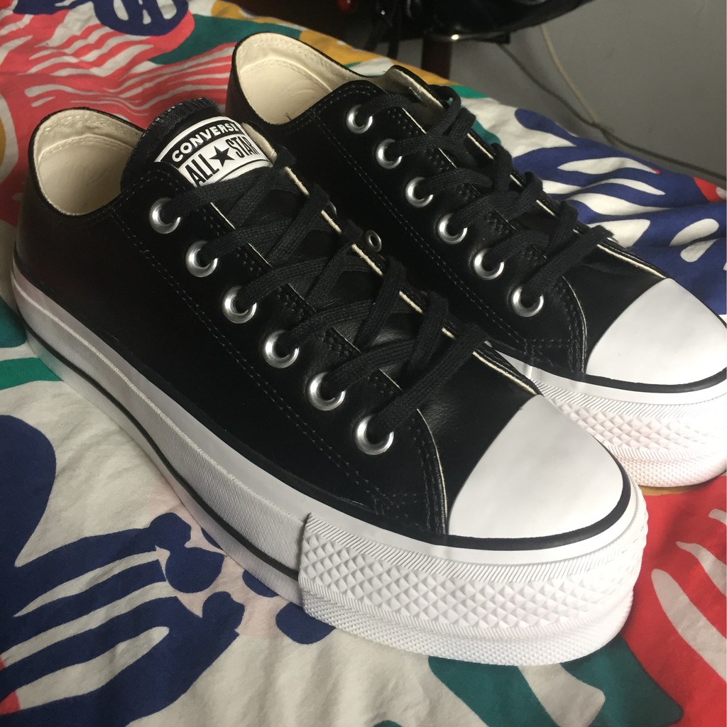 [NEGO] Sepatu Converse CTAS Lift Ox Low Top Leather - Hitam Kulit Original