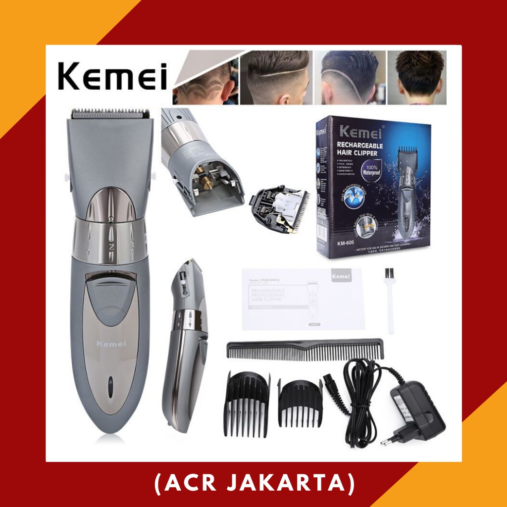 MESIN CUKUR RAMBUT HAIR CLIPPER KEMEI KM 605 / ALAT PANGKAS RAMBUT / ALAT POTONG RAMBUT TANPA KABEL