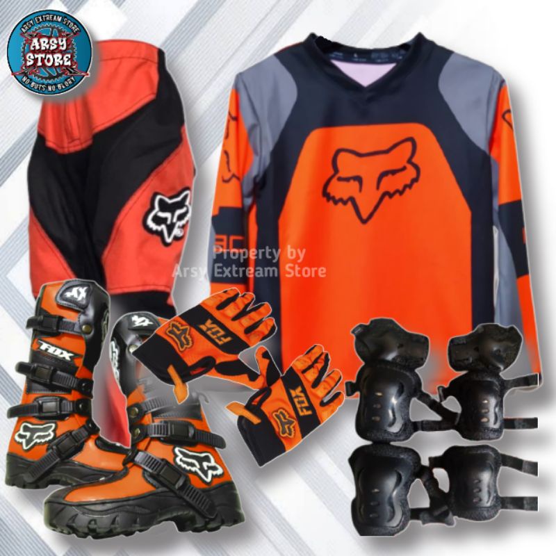 Baju Trail Anak motocross full set plus protector