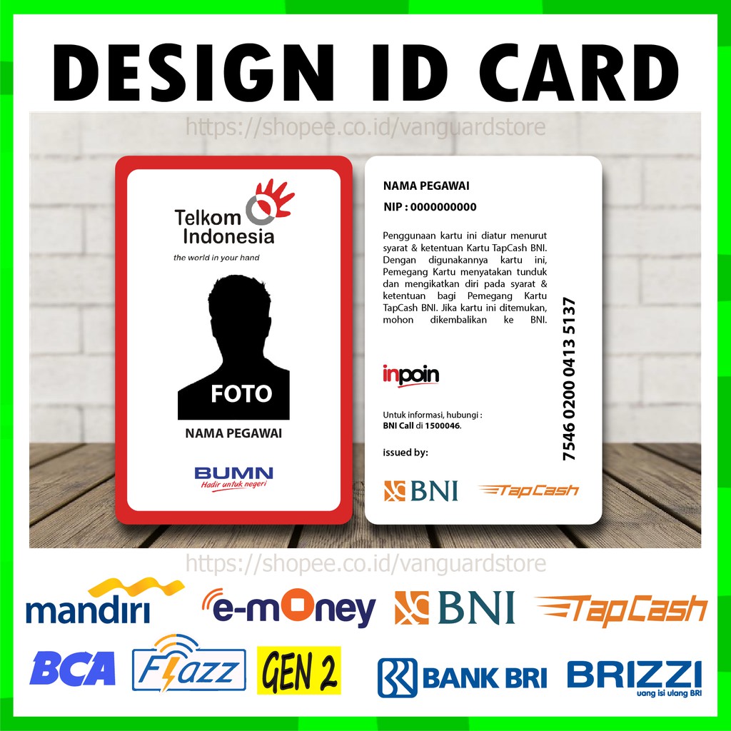 KARTU EMONEY ID CARD TELKOM KARTU ETOLL E MONEY MANDIRI FLAZZ BCA BRIZZI BRI TAPCASH BNI - 2 SISI