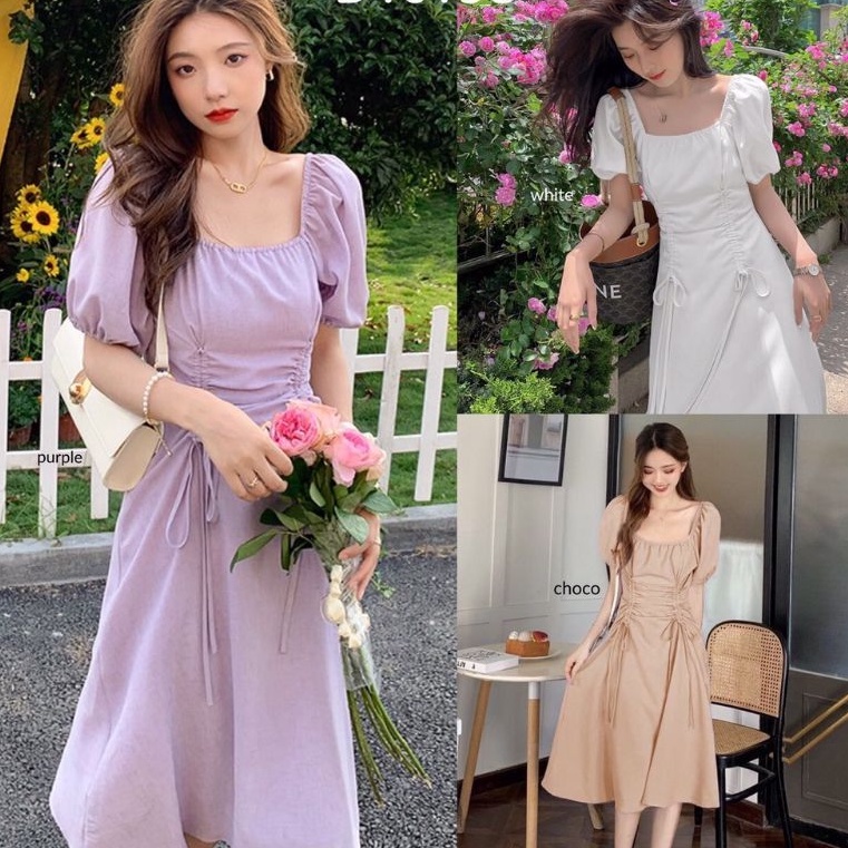 dress import korean style / dress vintage retro style import / dress korea bangkok premium / midi dr