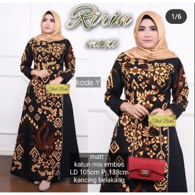 Ririn Maxy Cendrawasih Sogan Gamis Batik Hitam