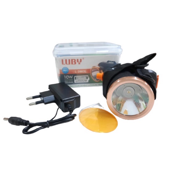 Senter Kepala Luby 10 Watt L-2883L Cahaya Putih Free Filter Kuning Original