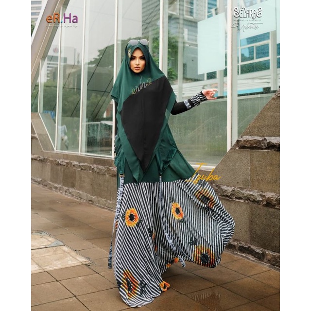 [ER.HA SYARI] GAMIS SYARI TERBARU / DRESS SET PRINTING " IZUBA SET " by ERHA SYARI