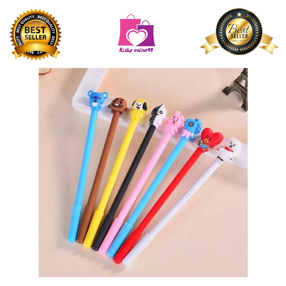 rizkyonline88 pena bangtan boys army kpop cartoon black ink gel pen import murah U141