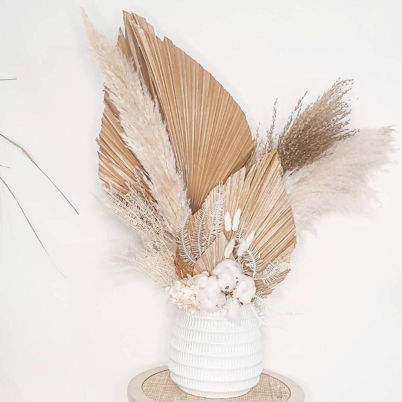 DAUN PALM KERING NATURAL DEKORASI RUSTIC WEDDING ENGAGEMENT DECOR DRIEDFLOWER BERBAGAI UKURAN