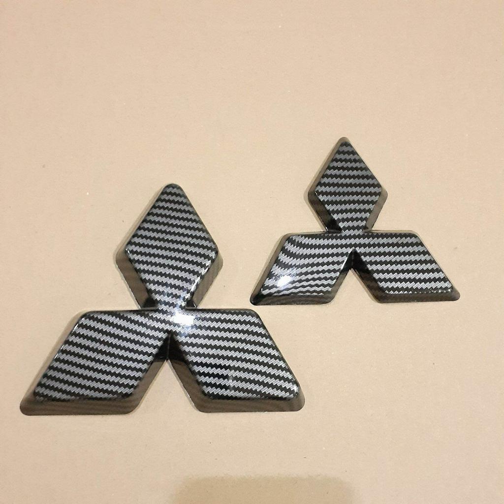 Emblem Logo Depan Belakang Carbon Mitsubishi All New Pajero Sport Xpander Eclipse Cross Outlander Phev Triton