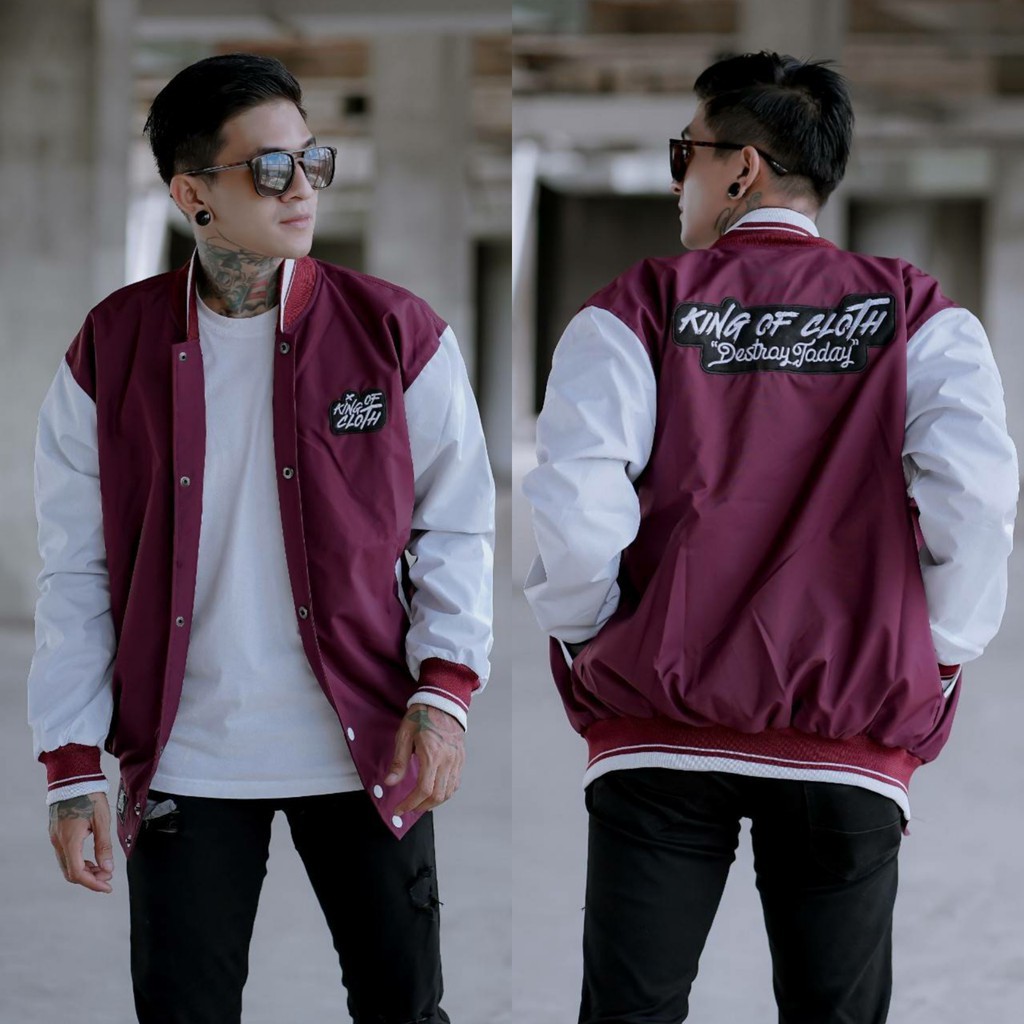 JAKET PRIA - JAKET BOMBER PRIA - JAKET VARSITY - JAKET SALVIO HEXIA-INDIGO KOC MAROON