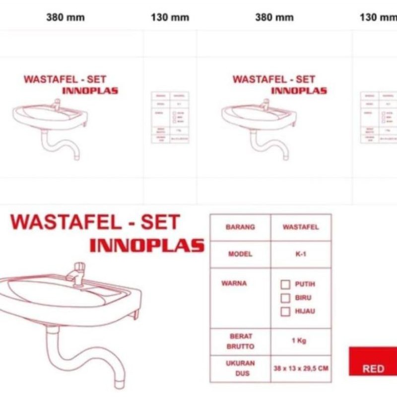 WASTAFEL PVC LENGKAP SUDAH TERMASUK SELANG DAN AFFUR/WASTAFEL PLASTIK PVC INNOPLAS KOMPLIT