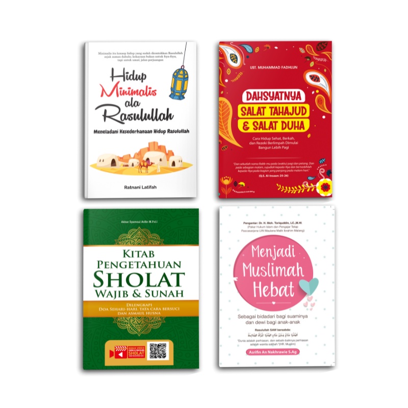 Syalmahat Publishing Paket Buku Islami Motivasi Islam Hidup Minimalis Ala Rasulullah, Dahsyatnya Salat Tahajud &amp; Salat Duha, Kitab Pengetahuan Sholat Wajib &amp; Sunah, Menjadi Muslimah Hebat