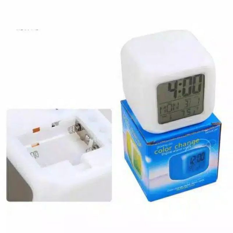 Makassar V31 jam moody kubus alarm digital LED 7 warna