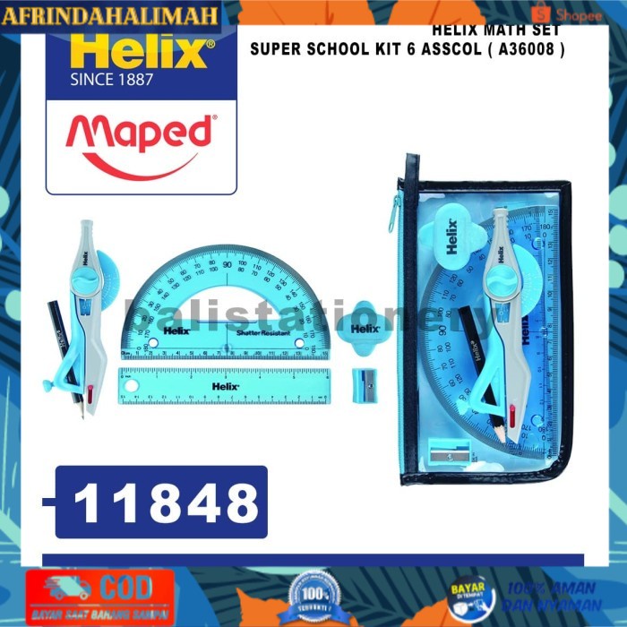 

{TERBARU} Helix Maths Set Super School Kit 6 Pcs Asscol