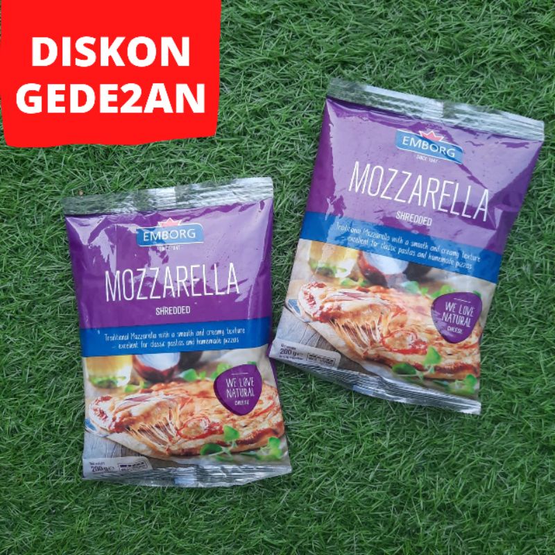 Keju MOZARELLA PARUT EMBORG / MOZARELLA SHREDDED EMBORG 200 GR HALAL DAN TERMURAH
