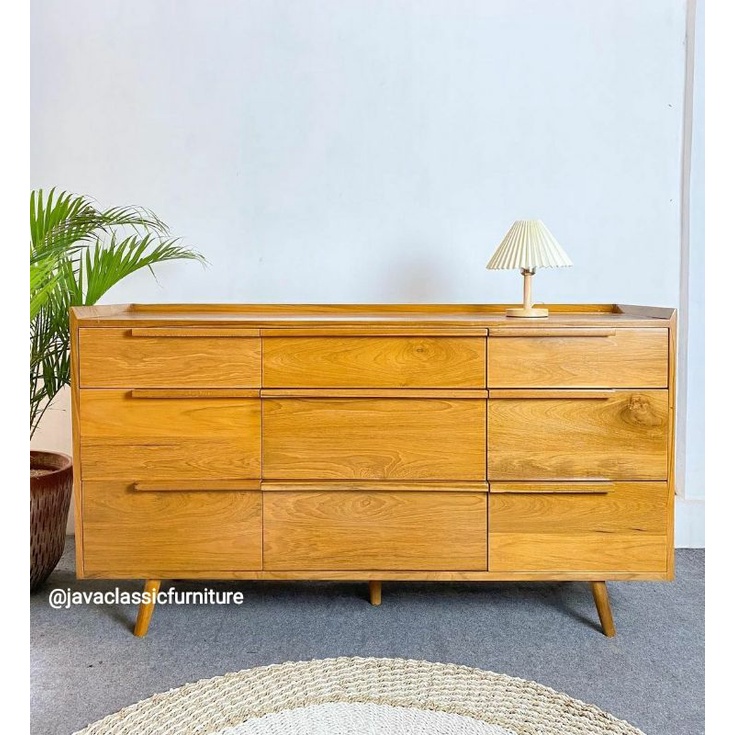 BUFET TV SCANDINAVIA MINIMALIS CABINET PAJANGAN RUANG TAMU KAYU JATI TUA VINTAGE RETRO DRAWER NATURA