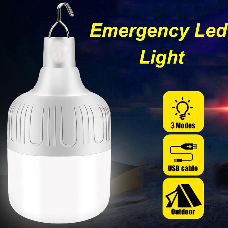 USB Rechargeable Light Bulb Outdoor Camping 3 Model Dimmable Portable Emergency Lights BBQ Hanging Night Lamp