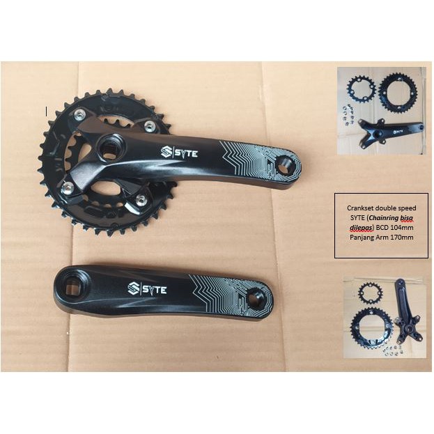 Crank set Crankset double chainring 2 speed 22 36T Alloy BB Kotak SYTE Sepeda MTB Federal Gunung