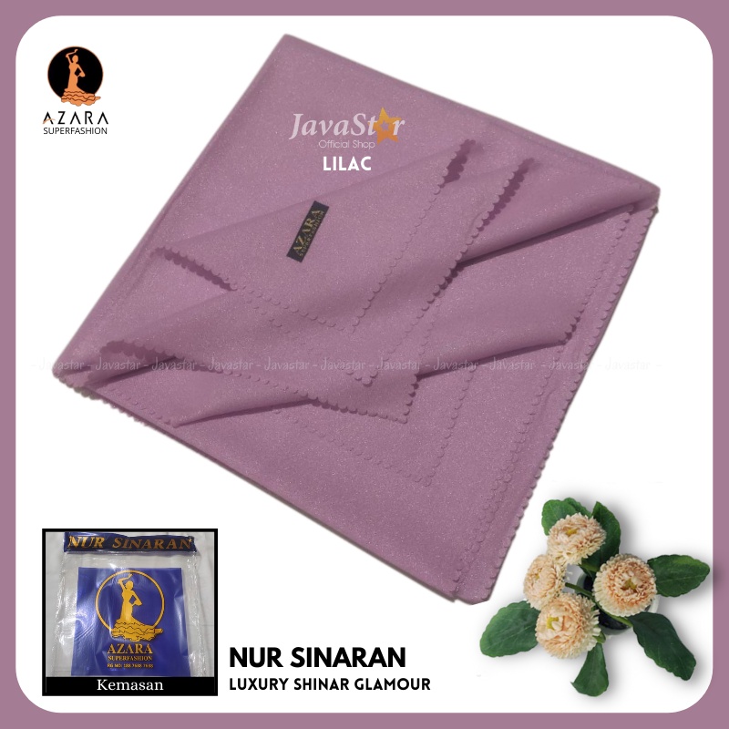 (GROSIR COD) Jilbab Azara luxury NUR sinar glamour Laser Cut kerudung hijab segiempat glowing-Lilac