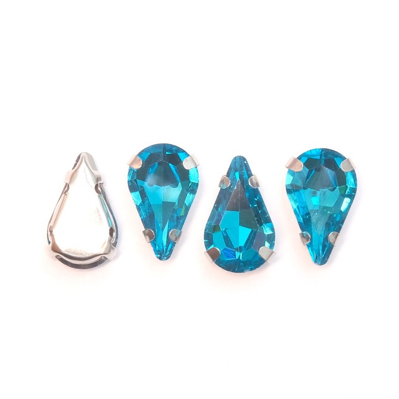 KRISTAL JAHIT CANGKANG PEAR AQUAMARINE