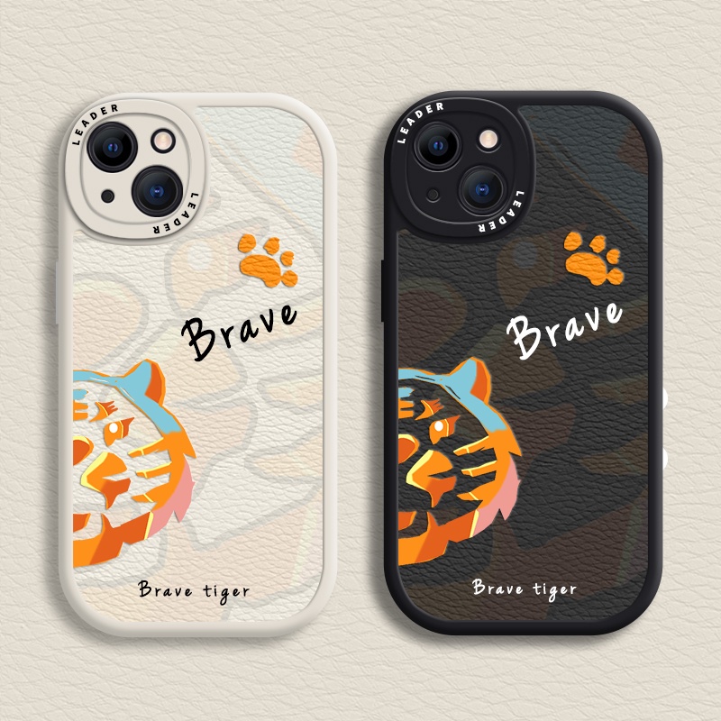 Soft Case Motif Graffiti Harimau Brave Warna Kontras Untuk iPhone 6 / 7 / 8 Plus / X / XR / Xs Max 13 / 11 Pro Max