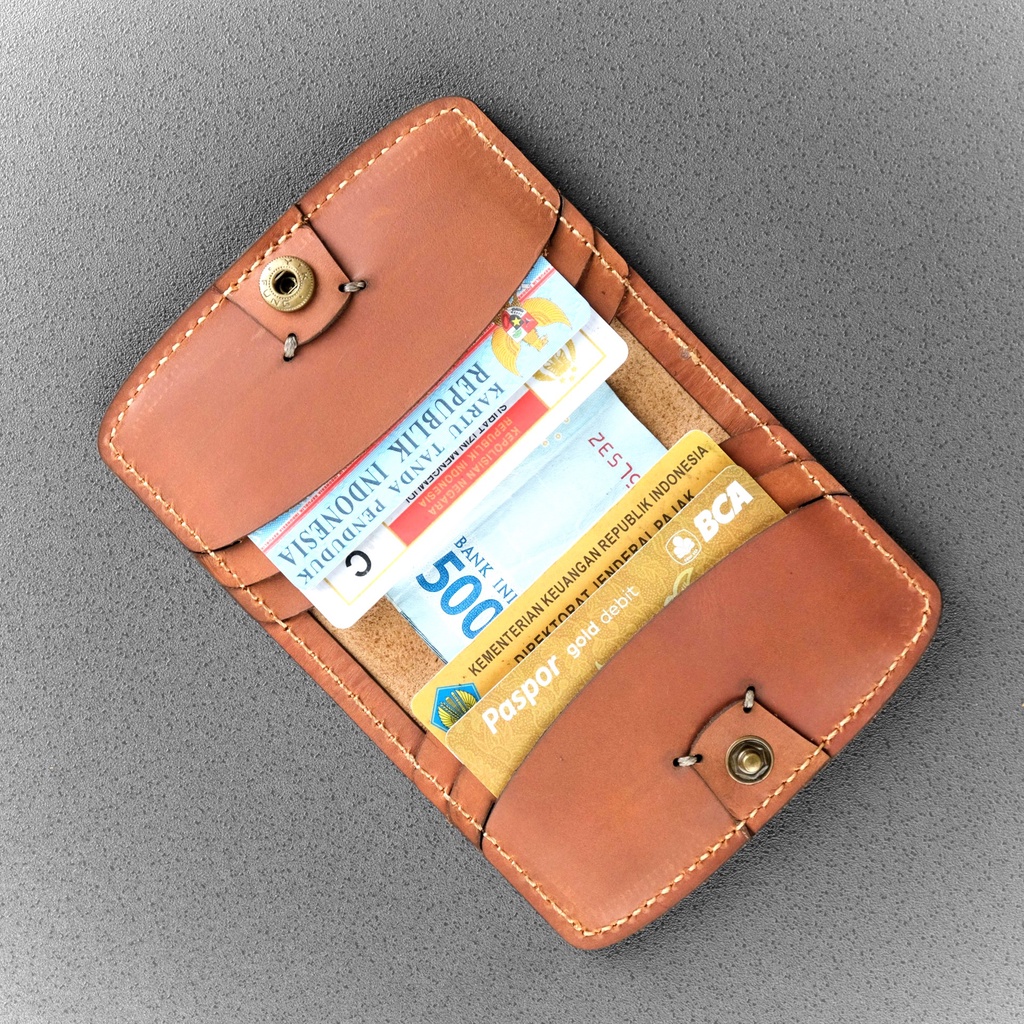 Dompet Kartu Card Holder Wanita Pria Kulit Asli Tempat Kartu ATM Slim Mini Free Ukir Nama