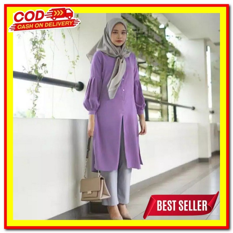 Atasan Tunic Casual Lengan Balon Baju Tunik Wanita Terbaru Midi Dress  Terbaru || Dianara Tunik ||