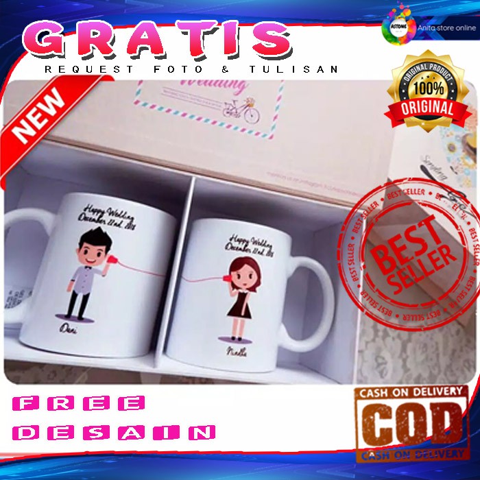 ASTONE kado untuk wedding Souvenir pernikahan Hadiah Ulang tahun cewek  cowok Mug Wisuda Bayi Mug Cu