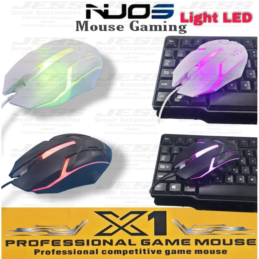 NOUS X1 Mouse Gaming Kabel Original LED With cable Mouse Game RGB X17 Light LED