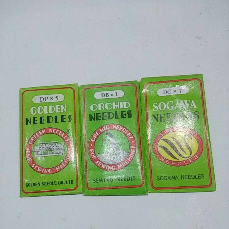 jarum mesin bordir ( jarum db ), jarum obras ( jarum dc ), jarum overdeck ( jarum dp )